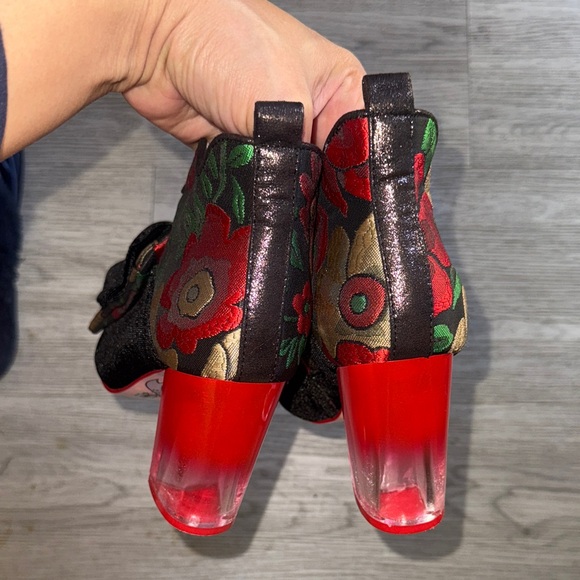 Irregular Choice Floral Ankle Boots with Black Bow - Picture 10 of 12